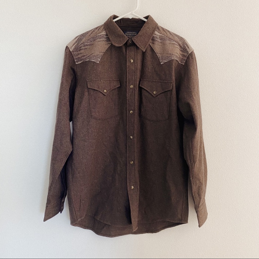 Pendleton Fitted Pieced Canyon Western Wool Snap Button Shirt M